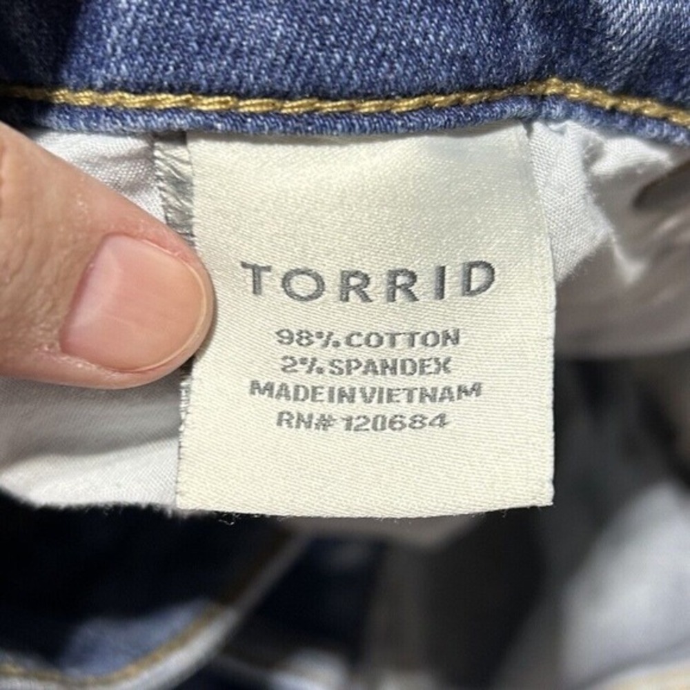 Torrid Women's‎ Boyfriend Jeans Stretch Distressed Raw Hem Skinny Denim Blue 16 - Picture 6 of 7